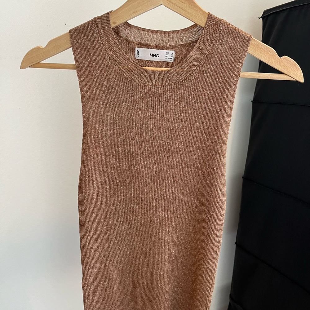 Mango Sleeveless Knit Top in Brown S